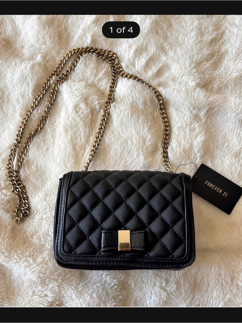Versatile Black Quilted Crossbody with Gold Chain